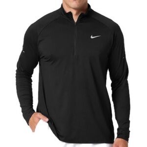 Nike Men’s Black Long-sleeve Dry-Fit 1/4 Zip Running Top with Thumbholes size L